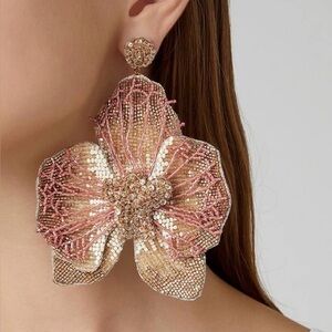 Deepa Gurnani Catarina Swarovski Crystal Earrings in gold NEW